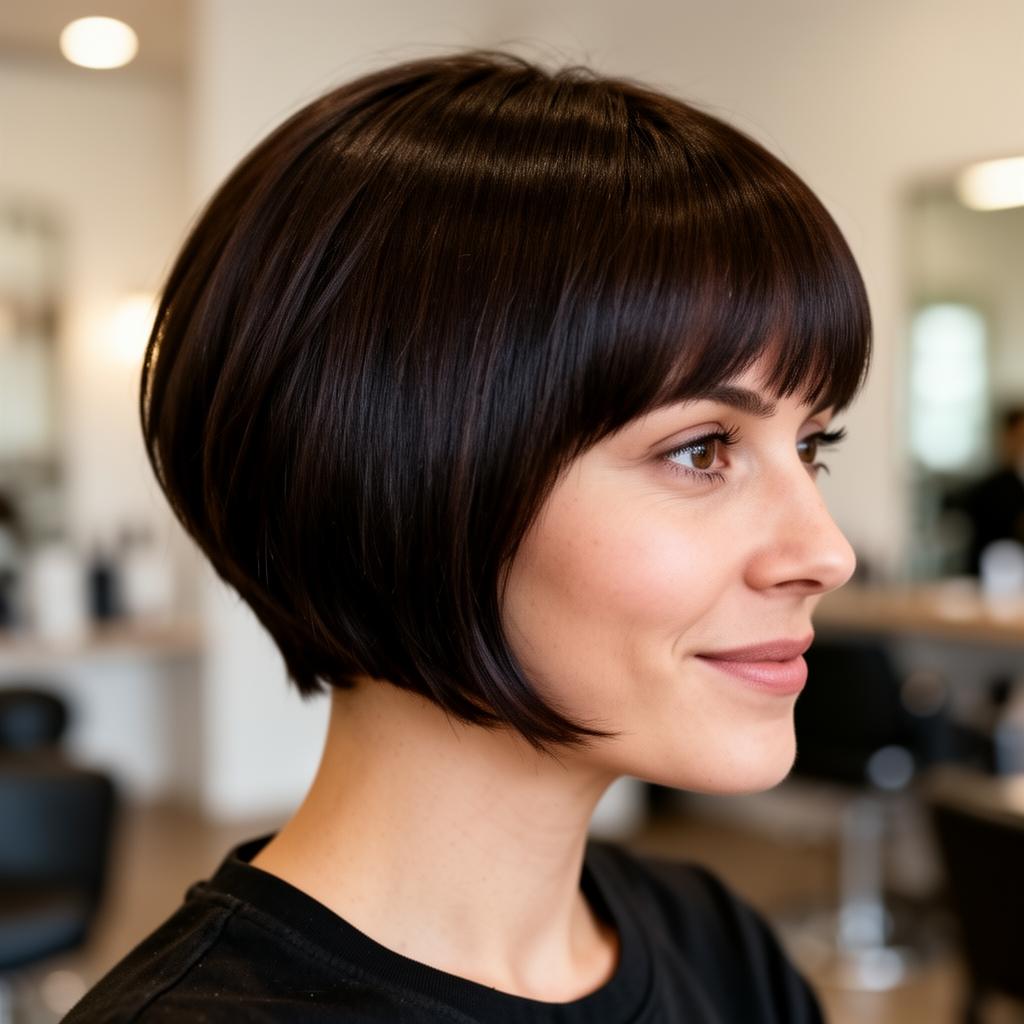 Chic short brunette bob haircut
